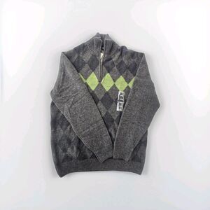 Native World Merino Possum Silk 1/2 Zip Sweater L NZ Argyle